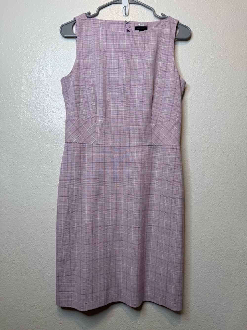 Ann Taylor Lilac Plaid Sleeveless Sheath Dress Size 4 Pastel Soft Girl Festive